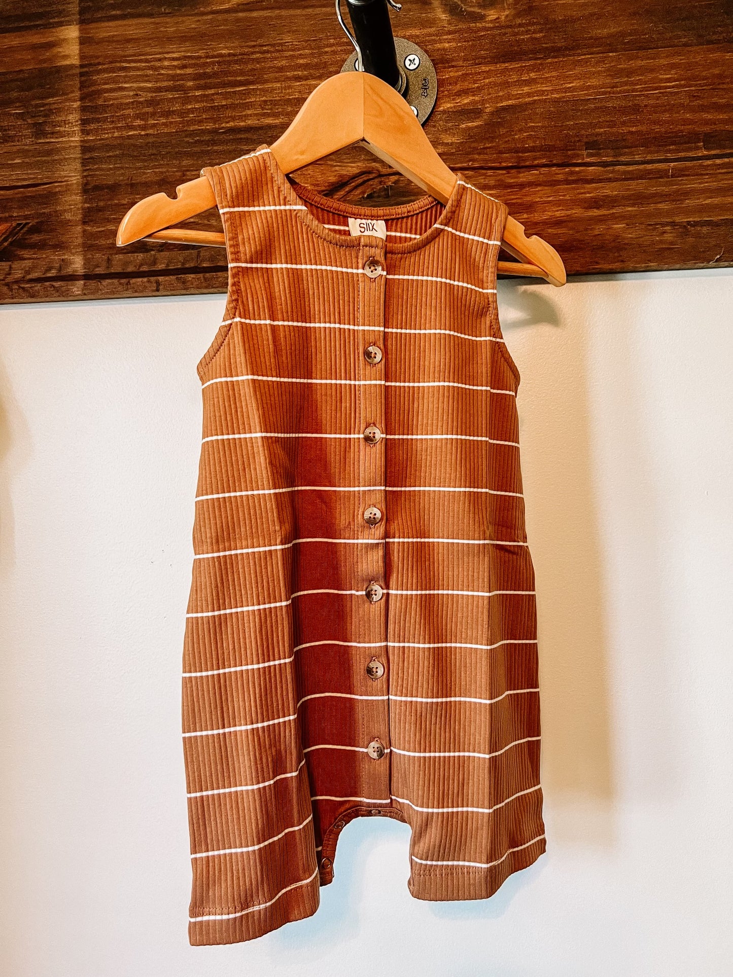 Rust Stripe Tank Romper