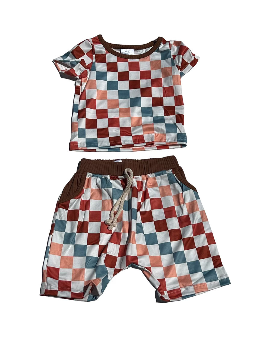 Multi Colored Checkered 2-Piece