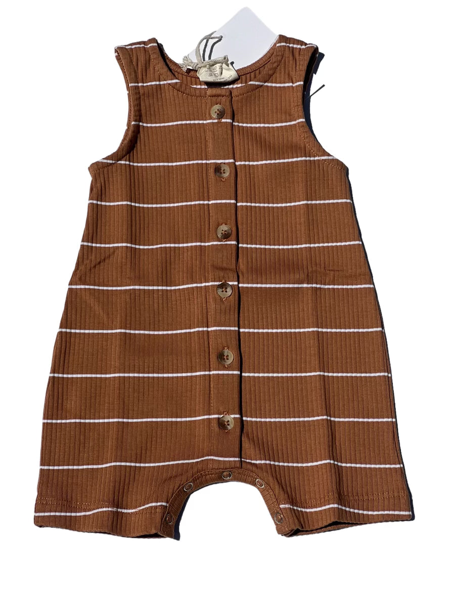 Rust Stripe Tank Romper