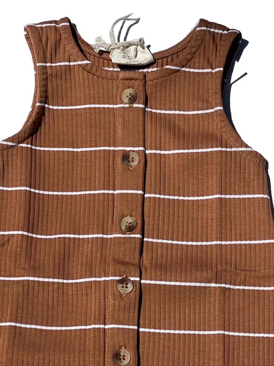 Rust Stripe Tank Romper