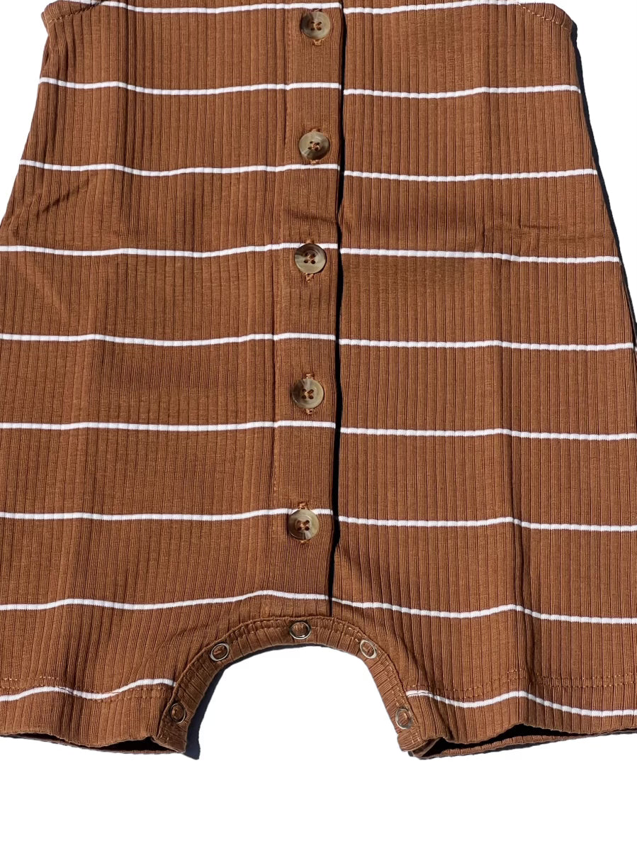 Rust Stripe Tank Romper