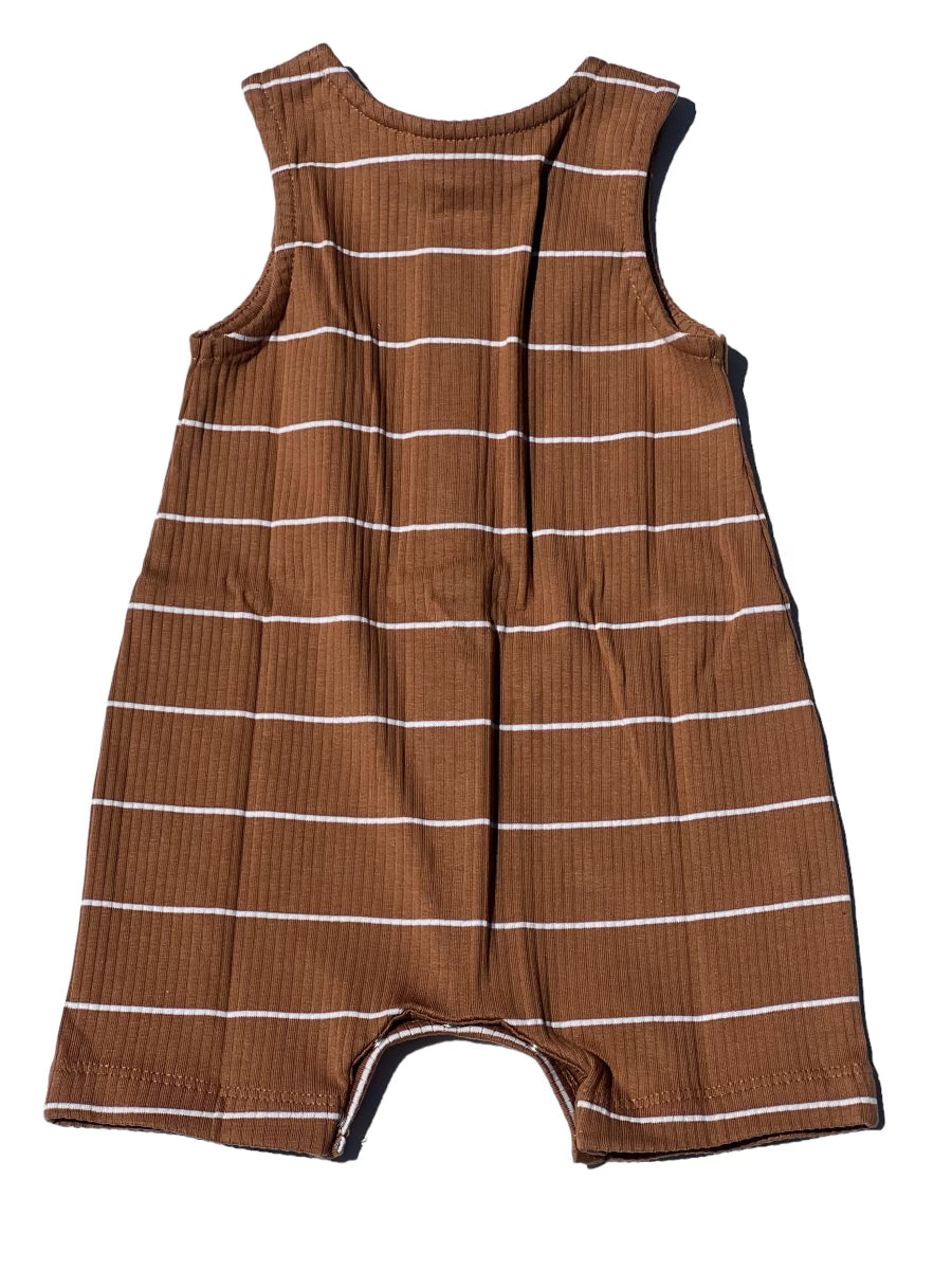 Rust Stripe Tank Romper