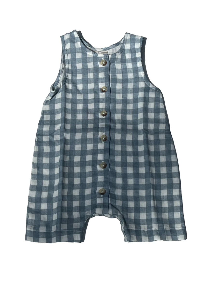 Blue Checkered Tank Romper