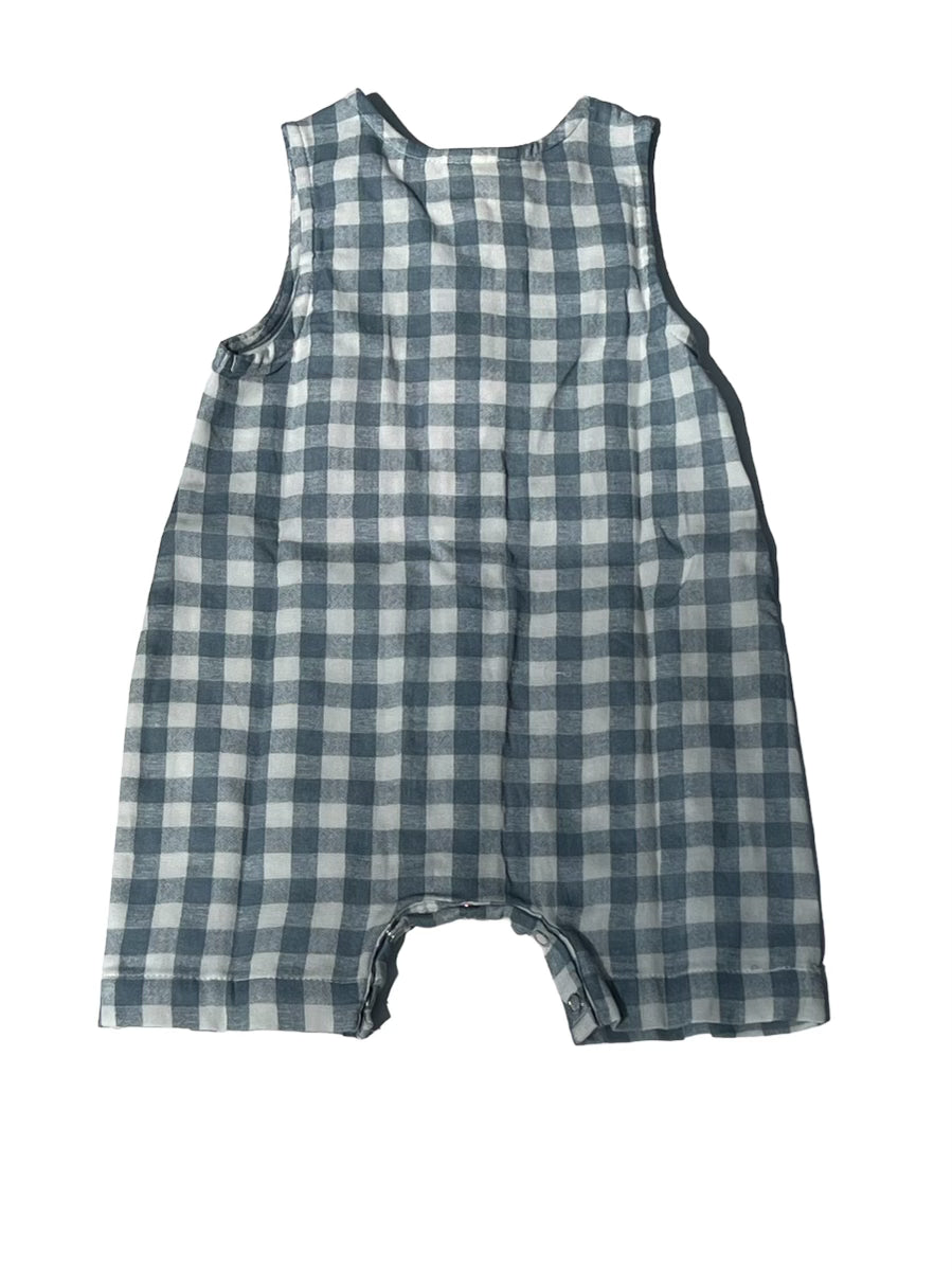 Blue Checkered Tank Romper
