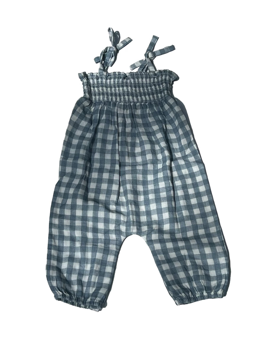 Blue Checkered Jumpsuit