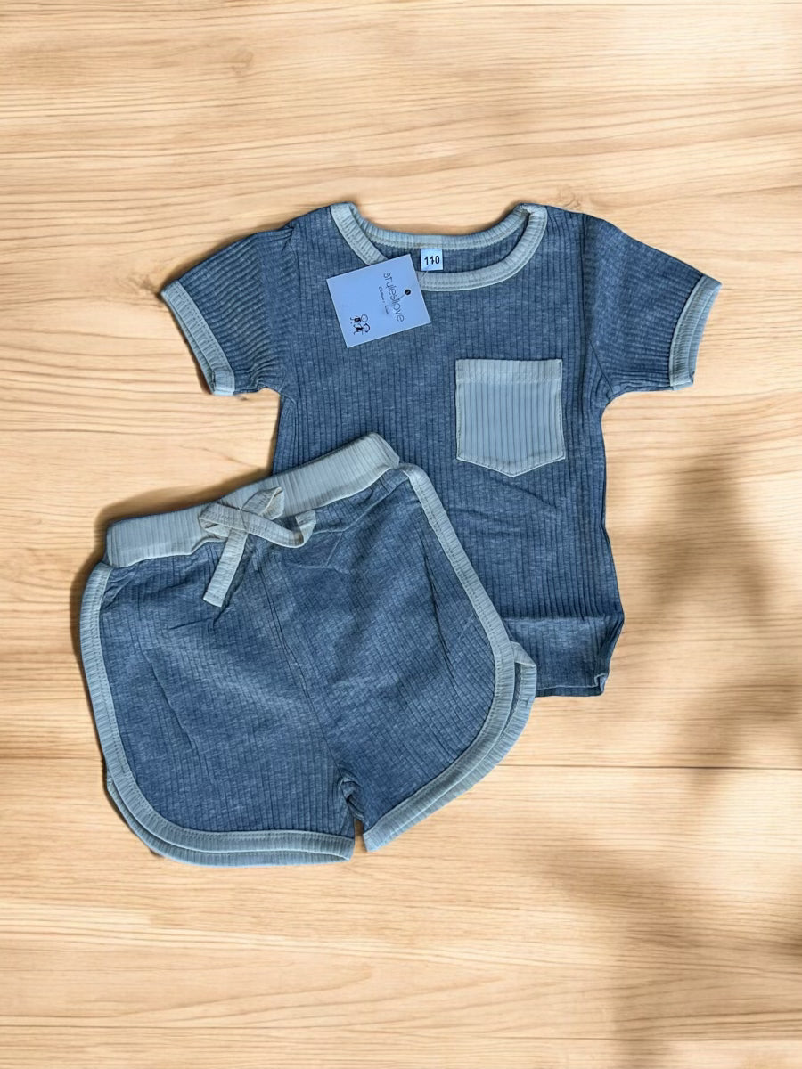Ivory & Grey 2-piece Shorts Set