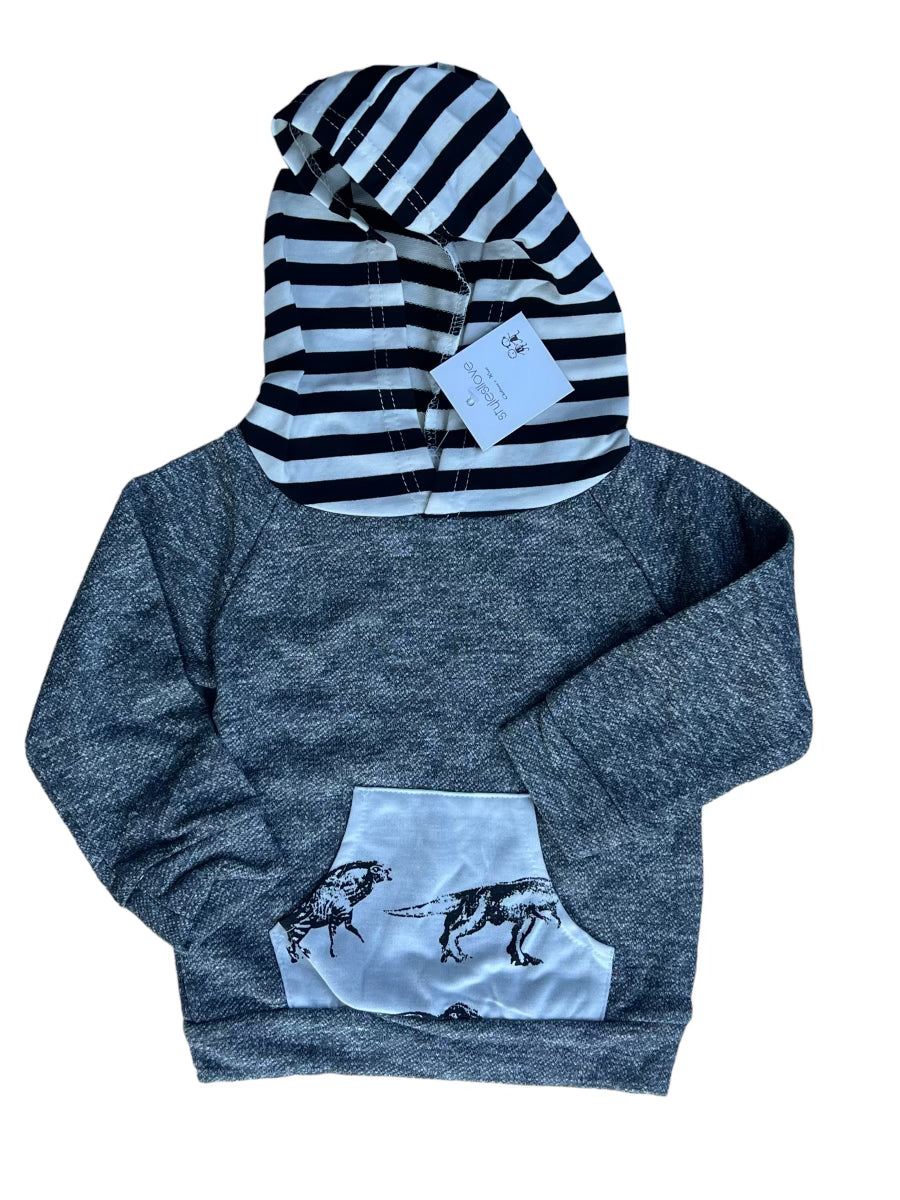 Dinosaur Hooded Striped 2-piece Set