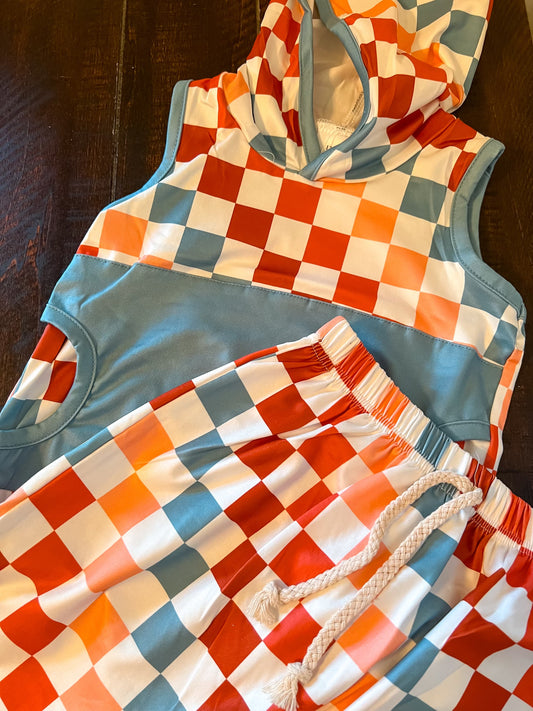 Multi Color Checkered Hoodie 2-Piece
