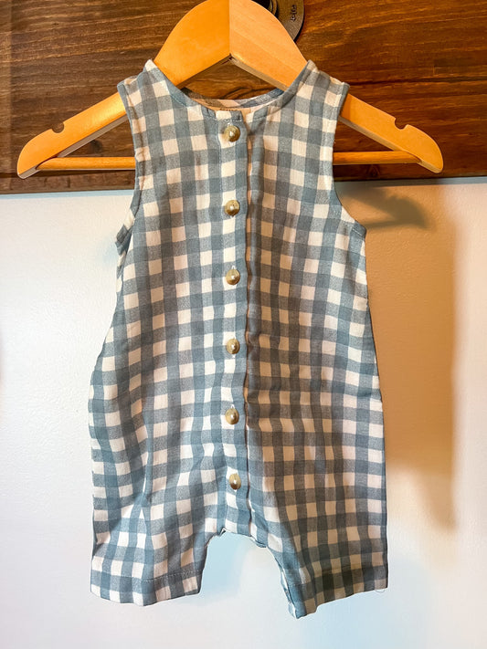 Blue Checkered Tank Romper