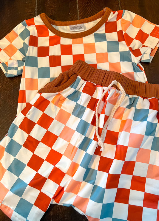 Multi Colored Checkered 2-Piece