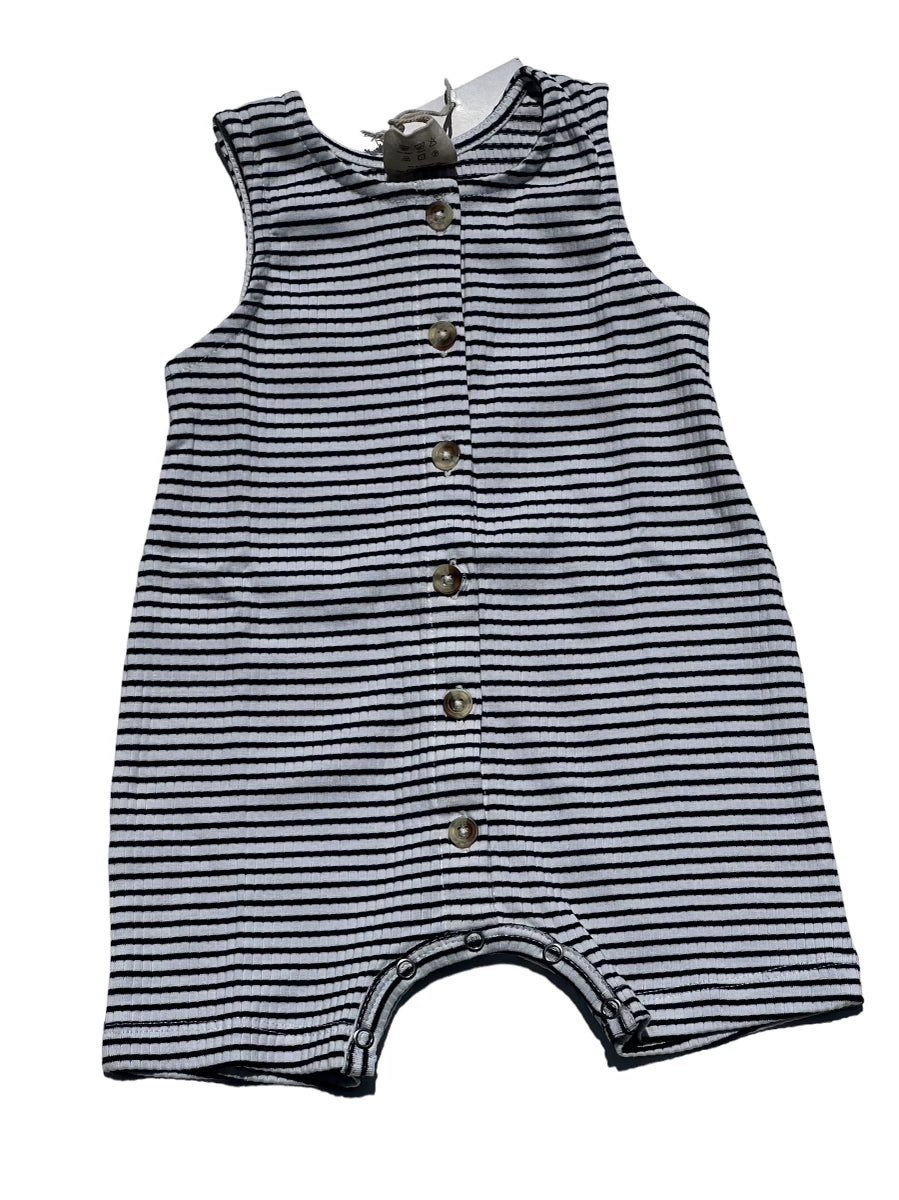 Black Stripe Tank Romper