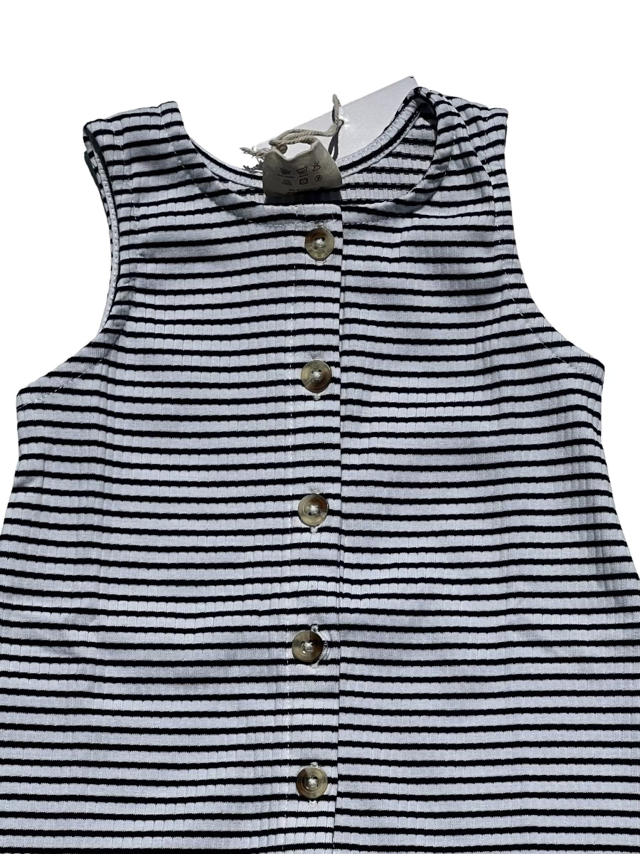 Black Stripe Tank Romper