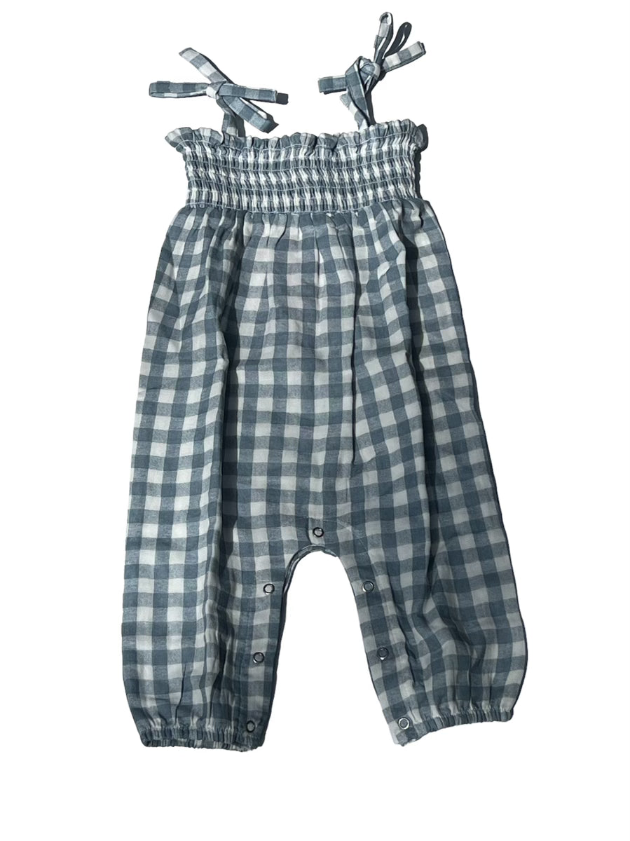 Blue Checkered Jumpsuit