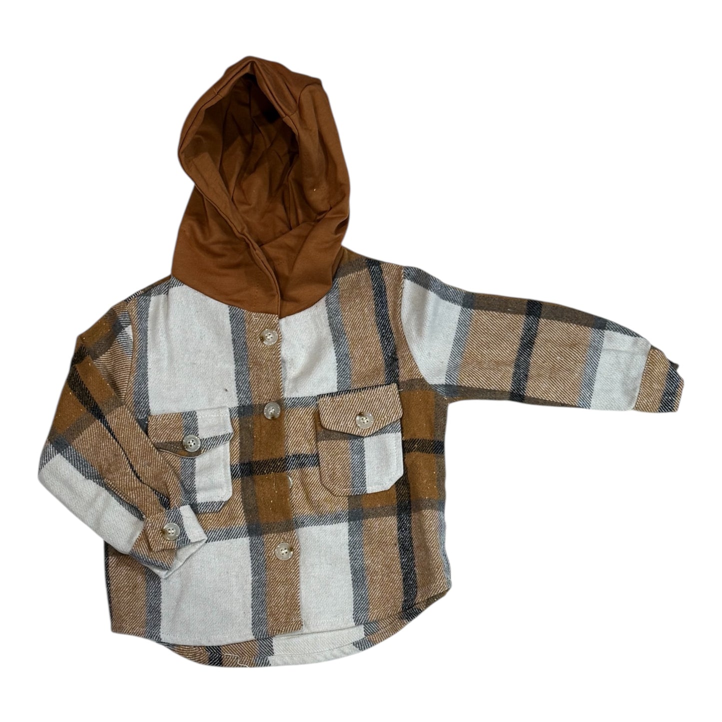 Brown & Gray Flannel Jacket Hoodie