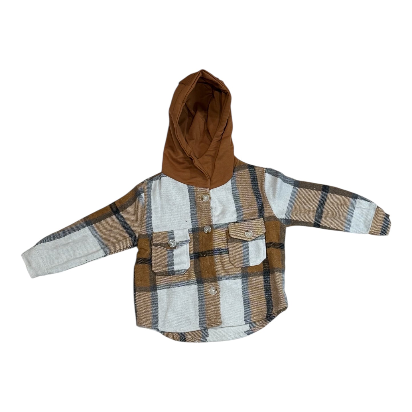 Brown & Gray Flannel Jacket Hoodie