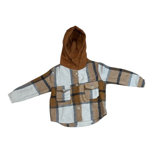 Brown & Gray Flannel Jacket Hoodie